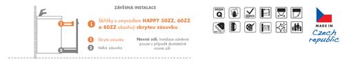 KOUPELNOVÁ SKŘÍŇKA BEZ KERAMICKÉHO UMYVADLA HAPPY HU5012ZZ,ORANGE LESK/BÍLÁ, 490X393X560